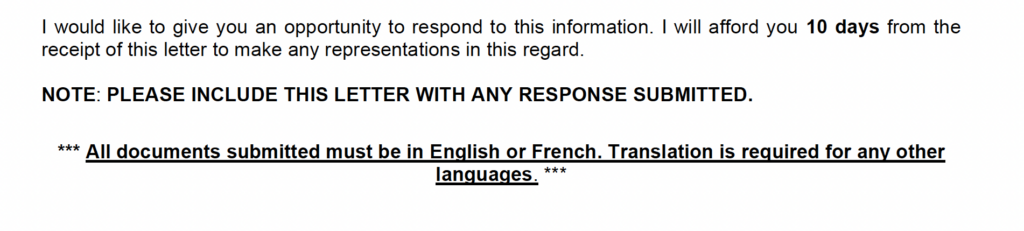 Procedural Fairness Letters